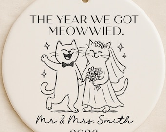 Personalized Cat Wedding Ornament: Funny Newlywed Gift
