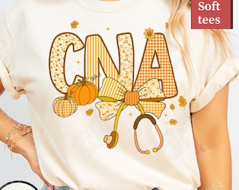 CNA Shirt - Certified Nursing Assistant Fall Pumpkin Tee, Cute Autumn Medical T-Shirt, Halloween CNA Cozy  Nurse Gift, Preppy CNA Sweatshirt