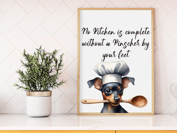 Pinscher Kitchen Art Print, Unframed Modern pinscher miniature kitchen art, Pinscher lover gift, kitchen decor Pinscher wall art gift