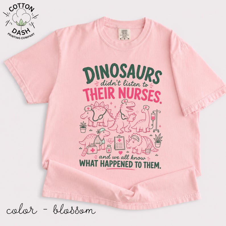 Funny Nurse Shirt Gift for RN, Pediatric Nurse Tee, NICU Nurse Shirt, Nurse Week Gift, Registered Nurse Comfort Colors Dinosaur Shirt CNA image 15