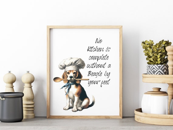 Beagle Dog Kitchen Art Print, Unframed , Modern Beagle kitchen art , Beagle lover gift, kitchen decor beagle wall art gift for beagle mom