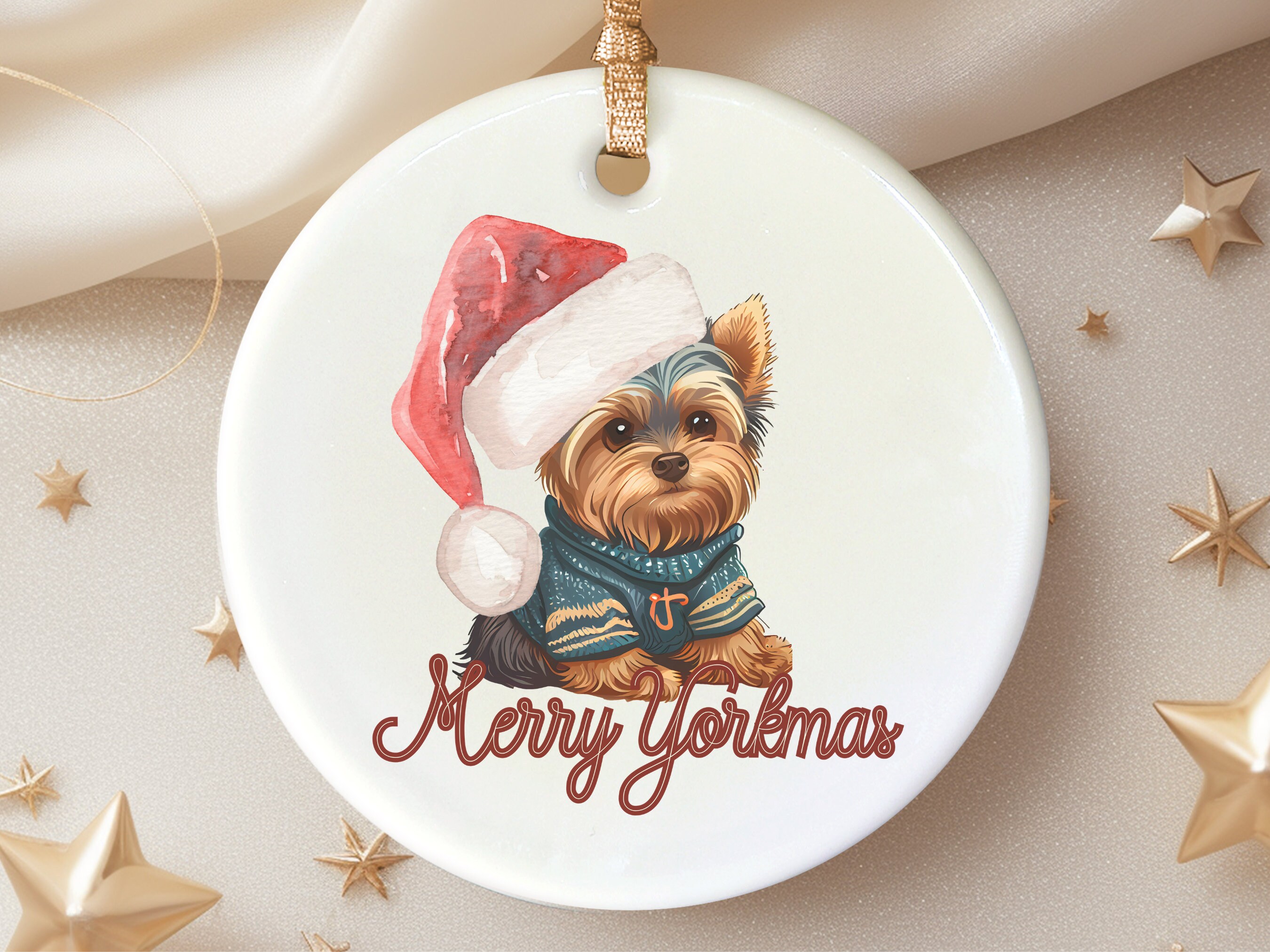 Cute Yorkie Dog Mom Christmas ornament, gift for Yorkshire Terrier owner, Yorkie lover gift, merry yorkmas ornament, Christmas Yorkie gift