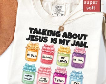Komfortfarben christliches Shirt - im Gespräch über Jesus T-Shirt, süßes Glaube Grafik-T-Shirt für Frauen, trendiges Bibel-Vers-Oberteil, Kirchen-Outfit