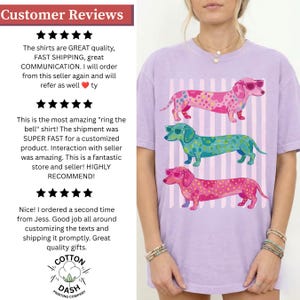 Comfort Colors Dachshund Beach T-shirt, Wiener Dog Summer Tee, Coastal Dog Lover Present, Färgglad Doxie-tröja, Söt korvhundtröja bild 14
