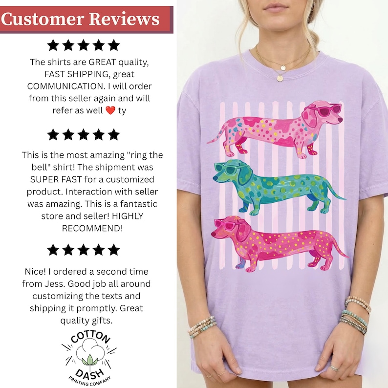 Comfort Colors Dachshund Beach T-shirt, Wiener Dog Summer Tee, Coastal Dog Lover Present, Färgglad Doxie-tröja, Söt korvhundtröja bild 14