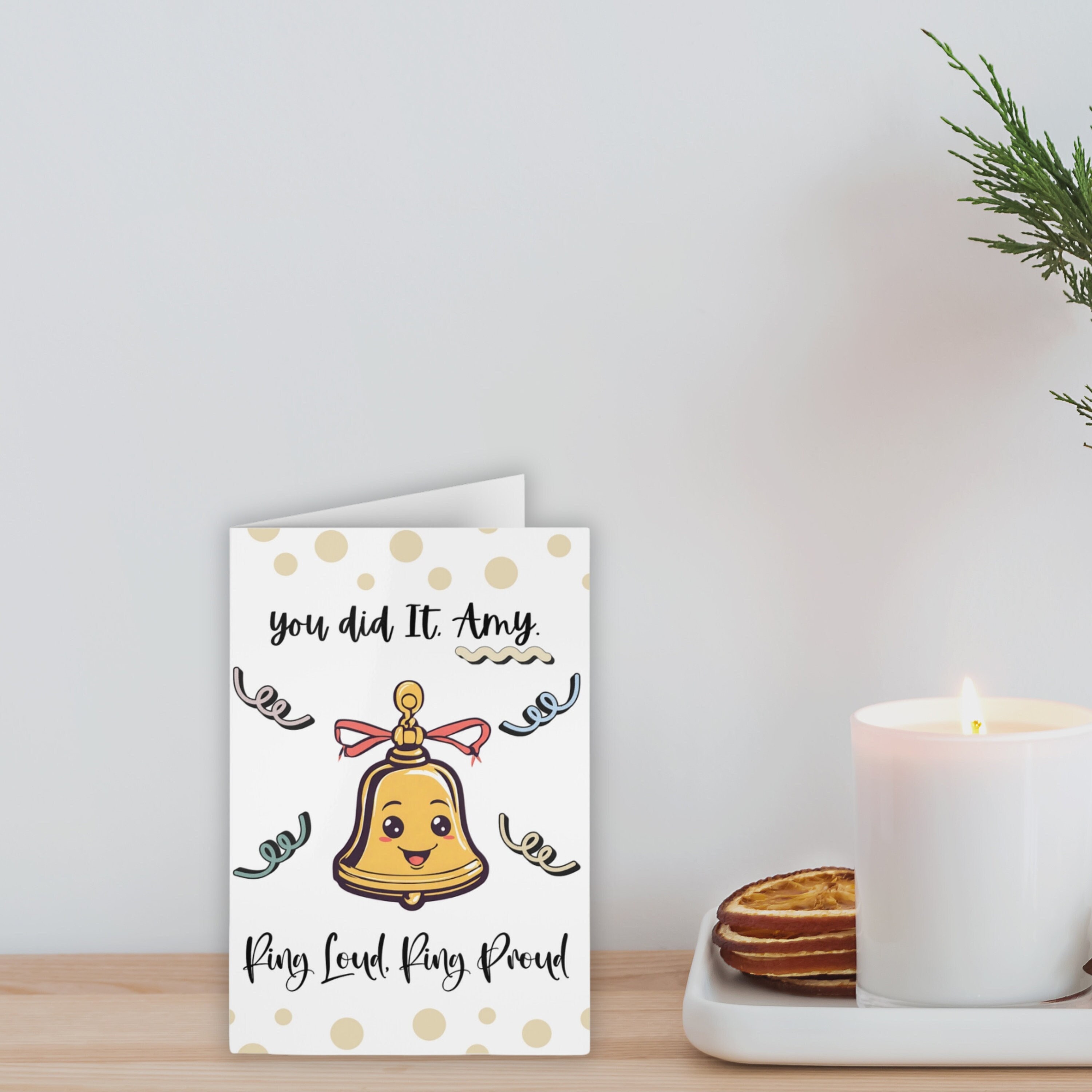 Personalized End of Chemo Card with name, Chemotherapy Radio survivor gift , ring the bell greeting card for end of cancer treatment support