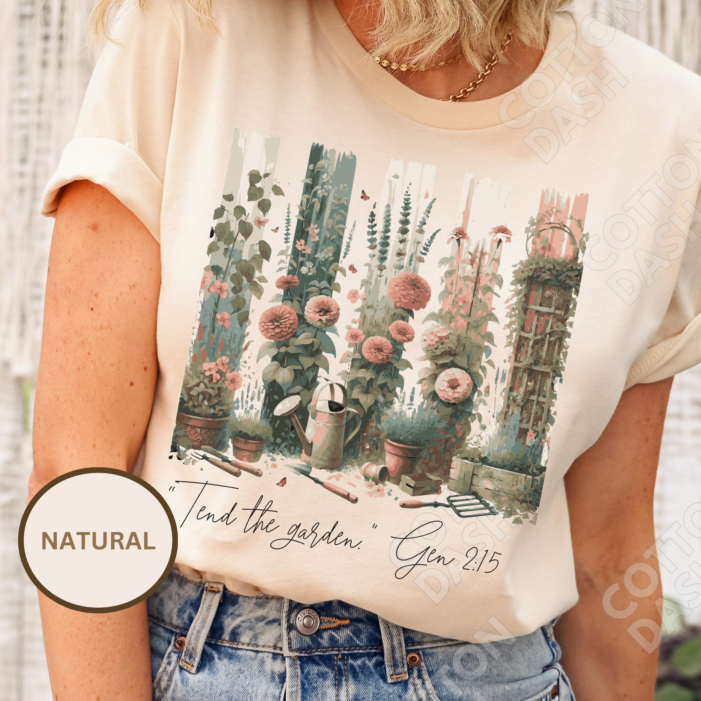 Gardening Shirt for Woman Christian Gift Bible Verse T-Shirt, Plant Lover Tee Gardening T-Shirt for Gardening Gift for Gardener Cute TShirt