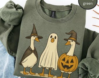 Vintage Silly Goose Halloween Shirt, Cottagecore Fall Tee, Farmhouse Aesthetic Ghost Sweatshirt, Cute Spooky Silly Goose Trendy Autumn Shirt