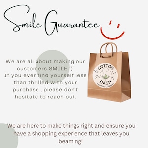 May include: A brown paper shopping bag with a white sticker that says "Cotton Dash Printing Company". The bag has handles and is set against a white background with text that reads "Smile Guarantee".