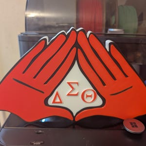Greek Letters Desk Decor DST Hands Dorm Room Sign – Unique Sorority Desk Accessory, Delta Sigma Theta Merchandise