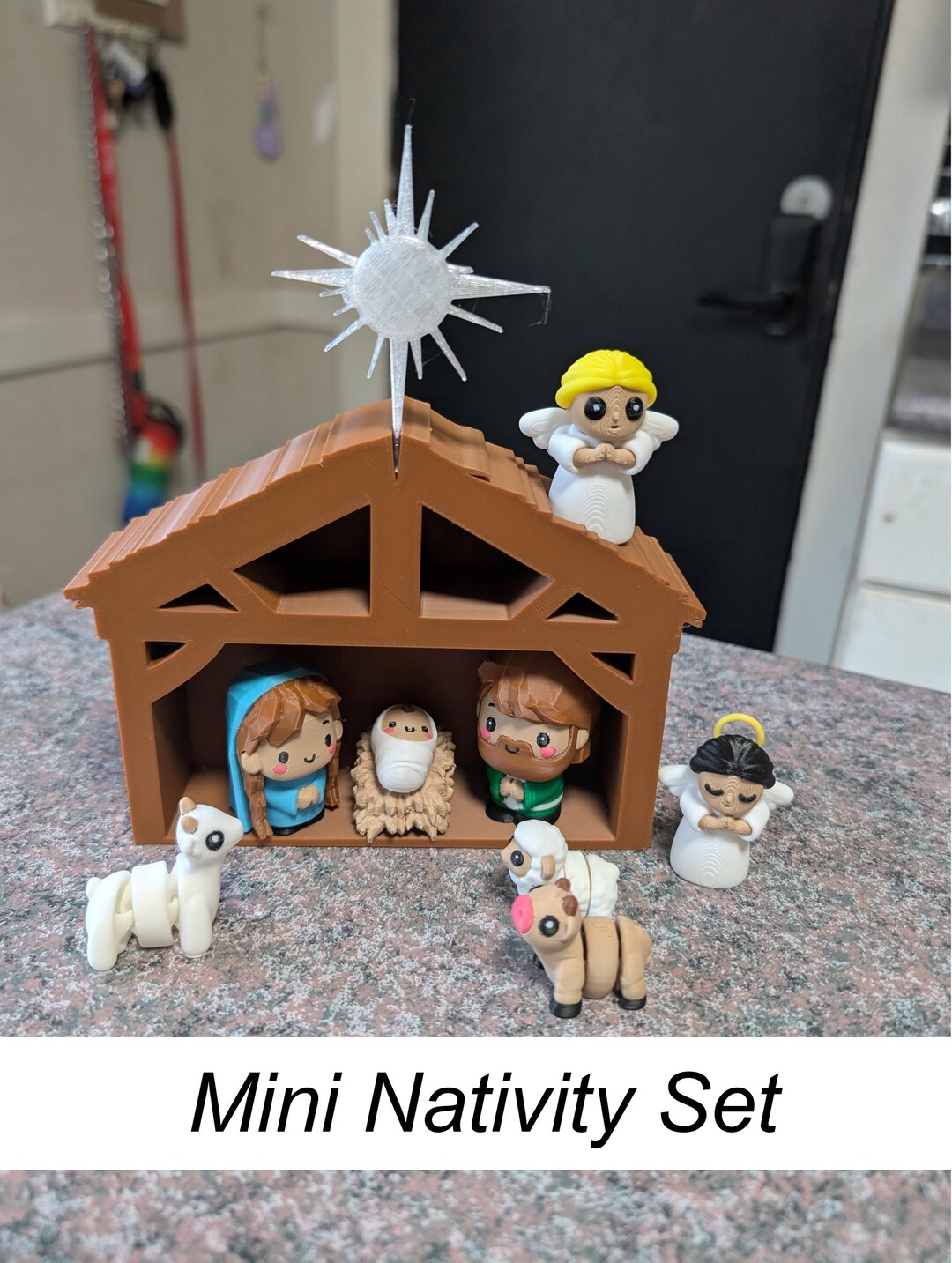 3D Printed Mini Nativity Set - Articulated Fidget Animals - Mary Joseph ...