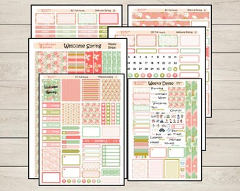 Welcome Spring/ EC Hourly/ 7x9 Vertical/ Planner Stickers