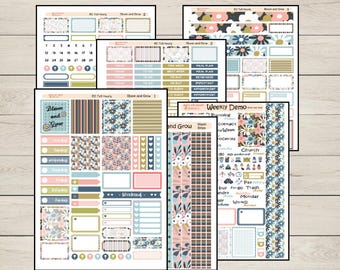 Bloom and Grow/ EC Hourly/ 7x9 Vertical/ Planner Stickers