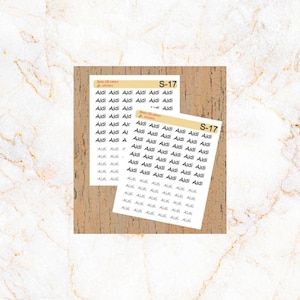 May include: Two sheets of sticker paper with the text "Aldi" repeated multiple times. The sheets are labeled "S-17" and "Bonus Gift Paper Stickers".