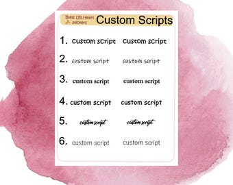 Benutzerdefinierte Schriften / Passt in Viertelboxen / Mehrere Schriftarten / Aufkleber