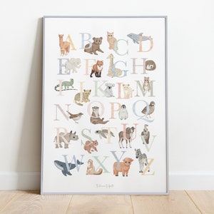 ALFABETO ANIMALI INGLESE, Immagine per bambini, Immagini abc, nursery Stampa bambini, Stampa artistica, Decorazioni bambini, Fede Volpato