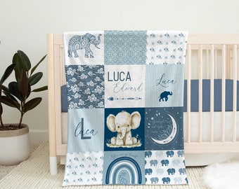 Custom Elephant Blanket, Jungle Blanket, Custom Safari Blanket, Gender Neutral Blanket, Blanket Keepsake Boys and Girls, Jungle Nursery