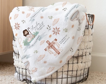 Personalized Baptism Blanket, Catholic Baby Gift, Christening Keepsake, Godchild Blanket, Godchild Toddler, Religious Blanket, Child of God