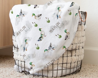 Mallard Duck Baby Blanket, Kids Name Blanket, Duck Themed Nursery, Duck Hunting Blanket, Waterfowl Blanket, Duck Hunter, Duck Baby Shower