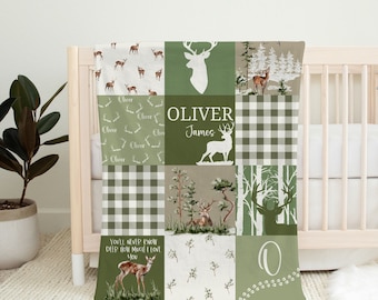 Personalized Blanket, Deer Blanket Baby, Woodland Forest Nursery, Woodland Baby Gift, Newborn Baby Gift, Gift for New Mom To Be, Baby Shower