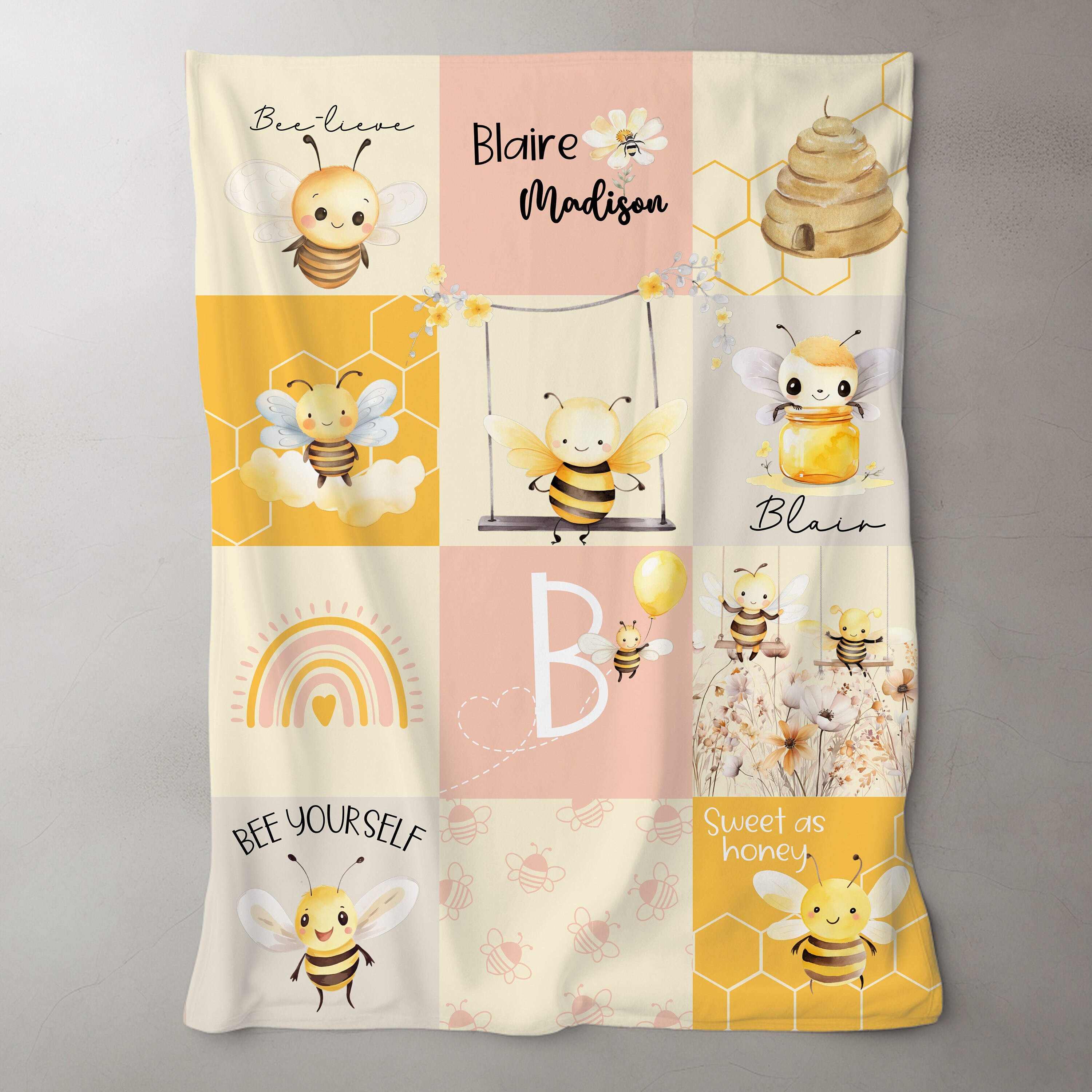 Baby Bee Luxe Blanket Plush - Magenta