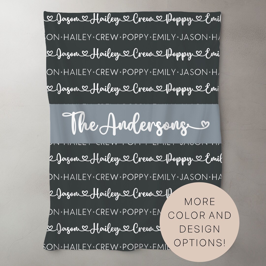 Personalized Blanket, Family Name Blanket, Custom Mom Gift, Mother's