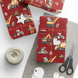 Personalized Gift Wrap, Christmas Wrapping Paper Roll, Construction Boy Wrapping Paper, Custom Gift Wrap, Holiday Gift Wrap, Xmas Wraps image 11