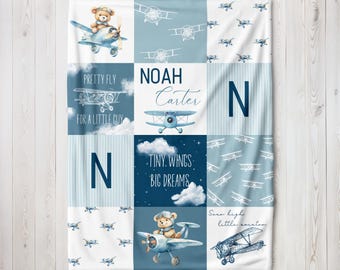 Cozy Airplane Blanket for Babies and Toddlers, Aviation Themed Baby Blanket, Travel Nursery Decor, Pilot Baby Blanket, Boys Airplane Bedding