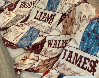 Personalized Cowboy Baby Blanket – Custom Name Western Blanket for Boys, Baby Shower Gift, Nursery Decor, Rodeo Theme Keepsake