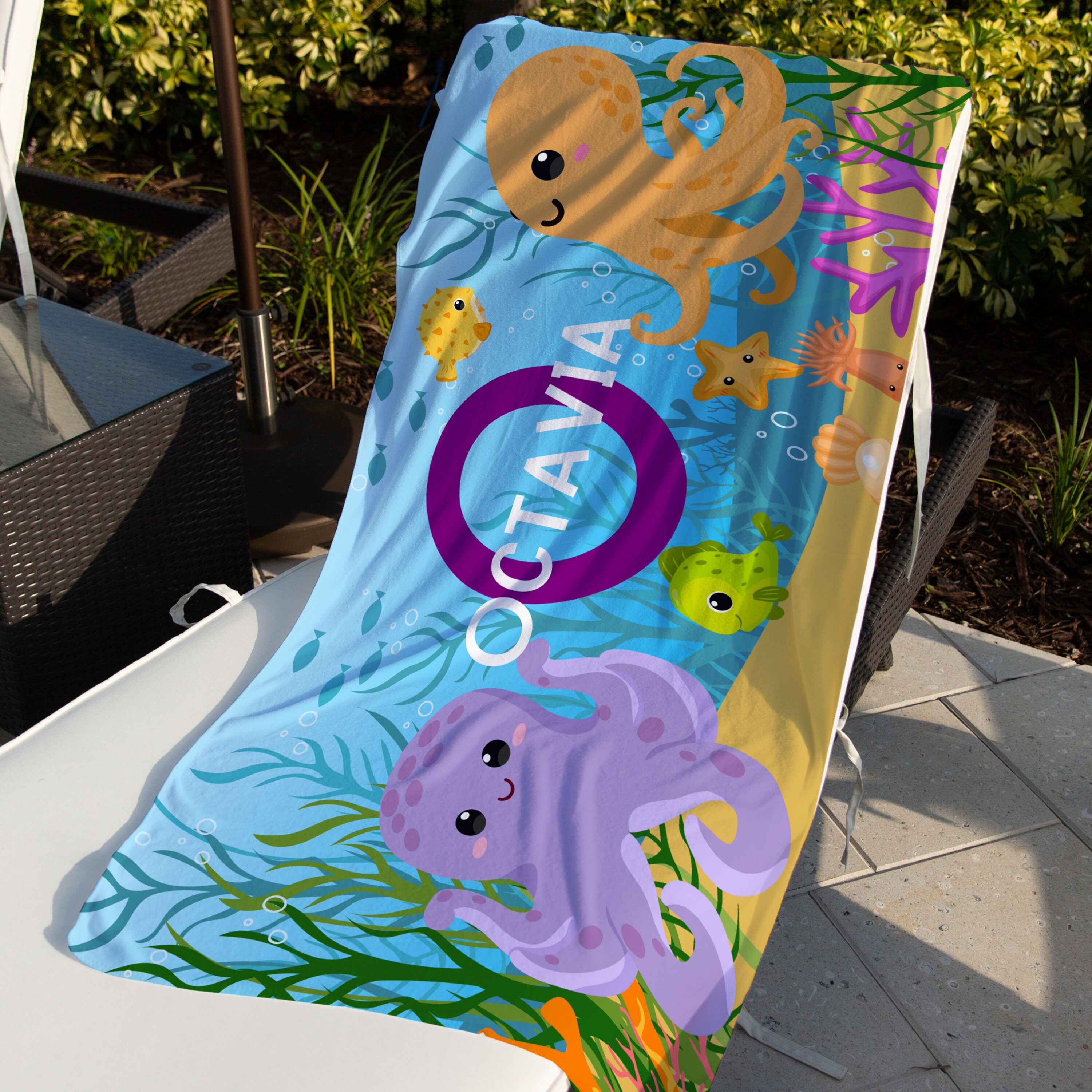 Esthqetic Personalized Beach Towel - Custom Name Text, 30x60 Inches, Microfiber, Great Gift Idea - View #12