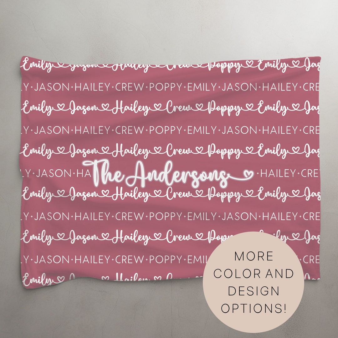 Personalized Blanket, Family Name Blanket, Family Gift Idea, Custom Mom