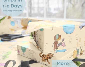 Personalized Bear Name Gift Wrap Kids, Storybook Bear Paper, Wrapping Paper Bear Themed, Forest Friends Birthdays, Storybook Celebrations