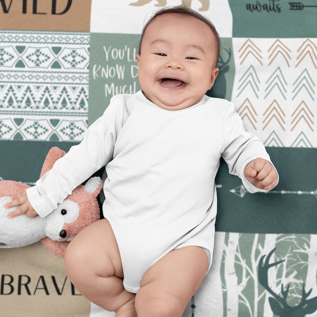 Kids Blanket With Name, Baby Shower Gift, Woodland Nursery Decor