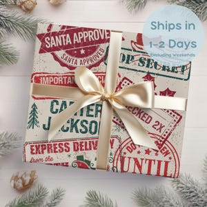 Papel de regalo navideño, Papel de regalo personalizado, Papel de regalo de Papá Noel, Papel de regalo personalizado, Regalo mágico de Navidad, Papel de regalo navideño, Papel de regalo navideño