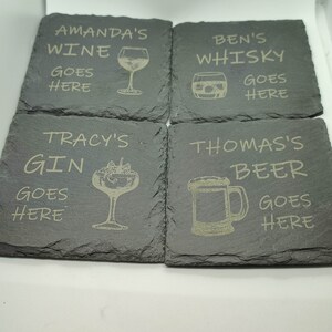 Slate Coaster, Personalised Your Drink Here, Tea Coffee Gin Beer Wine Whisky Laser Engraved Gift, Wedding, Birthday, Anniversary, Christmas