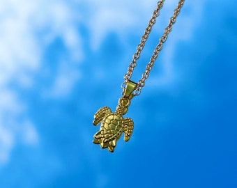 Gold turtle necklace