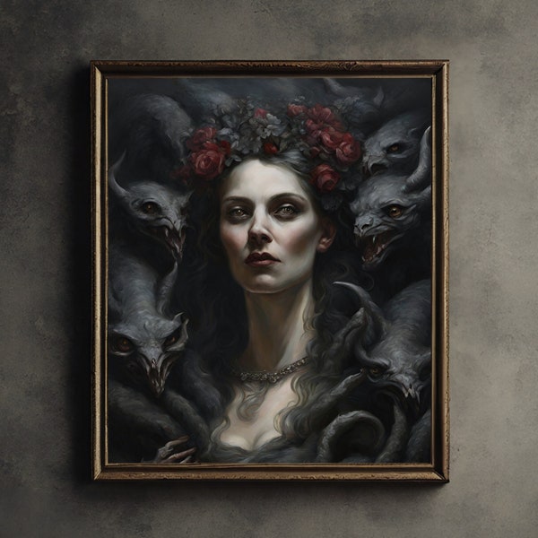 Göttin Lilith Digitaldruck | Lilith druckbare Poster, Dark Academia Druck, Witchy Wanddekor, Heidnische Wandkunst, Lilith Wandkunst