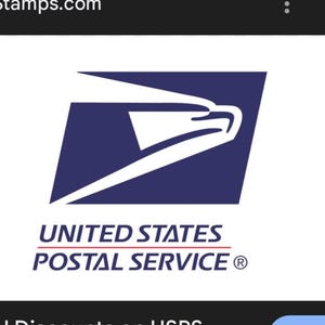 May include: The United States Postal Service logo features a stylized eagle head within a blue parallelogram. Below the logo, the words "UNITED STATES POSTAL SERVICE" are displayed in a bold, sans-serif font, with "POSTAL SERVICE" underlined in red.