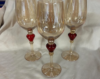 Copa de agua/vino vintage Pier One Amber Luster Red Jewel