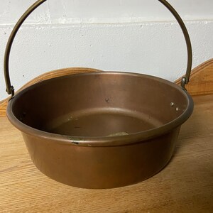 Vintage koperen haardpot met messing handvat,
