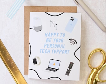 Personal Tech Support Card | Funny Card for Parent | Card for Mother's Day | Card for Father's Day
