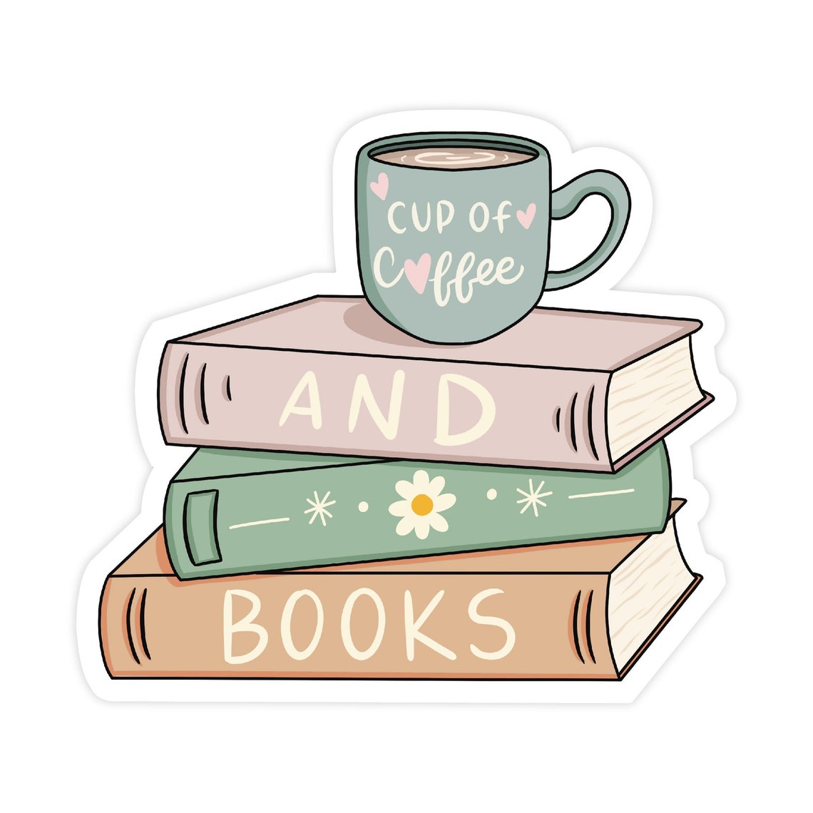 Cup of Coffee and Books Sticker Vinyl Die Cute Matte - Etsy