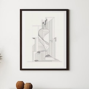Minimalist Architectural Line Art Print: Abstract Building (Digital Download)