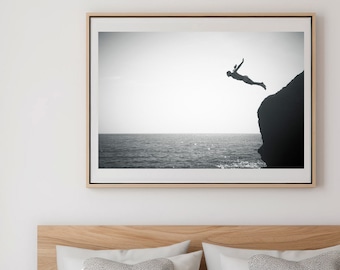Diver Fine Art Print: Ibiza Photography, Black and White Wall Art