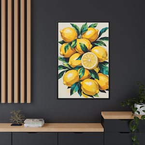 Framed Lemon Decor Art Print, Canvas , Bright Home Decor, Kitchen Wall Art, Gift for Fruit Lovers, Citrus-Themed Decoration Amalfi lemons