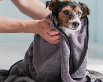 Hundehandtuch (2er-Pack), extra saugfähig, schnell trocknendes Mikrofaser Handtuch für kleine und große Hunde