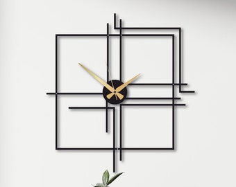 Oversized Metal Wall Clock, Squared Metal Wall Clock, Minimalist Wall Clock, Colored Wall Clock, Kitchen Wall Clock, Squared Wall Clock