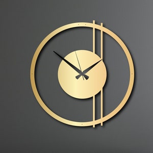 Horloge murale en métal surdimensionnée, horloge murale en métal doré, horloge murale minimaliste, horloge murale colorée, horloge murale de cuisine, horloge murale de 39 pouces, art déco Or