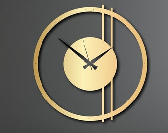 Horloge murale en métal surdimensionnée, horloge murale en métal doré, horloge murale minimaliste, horloge murale colorée, horloge murale de cuisine, horloge murale de 39 pouces, art déco