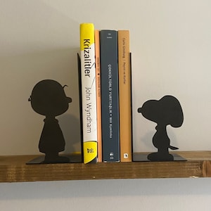 Snoopy and Charlie Brown Metal Bookends, Metal Bookends, Housewarming, Christmas Gift, Gift Idea, Book Accessories, Bookshelf, Gift for Kids